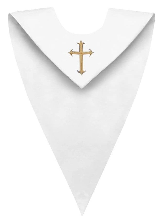 CLERKMANS Unisex Adult V-Neck Choir Stole with Embroidered Cross Patch